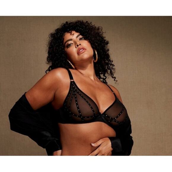 Frederick’s of Hollywood Rozlyn Mesh & Stud Black Underwire Bra Size 32DD NWT - Picture 6 of 6